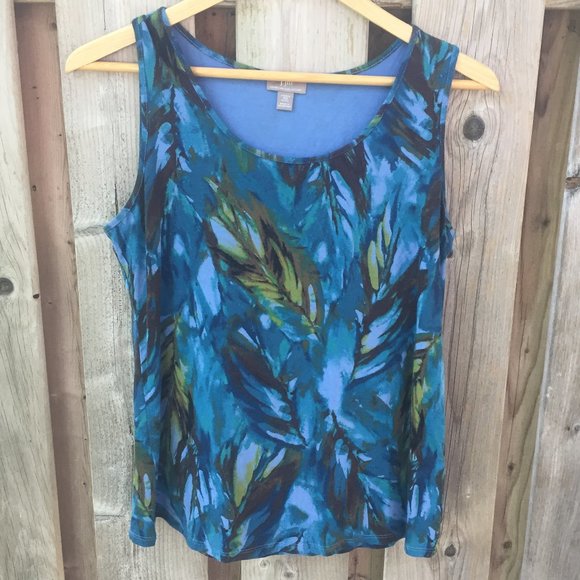 J.Jill blue feather stretch tank - size XS - Picture 1 of 7